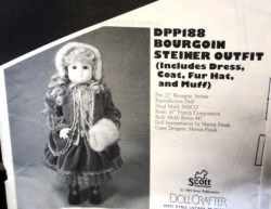 188 BOURGOIN STEINER 21''FR DOLL DRESS,COAT,FUR HAT,MUFF PATTERN